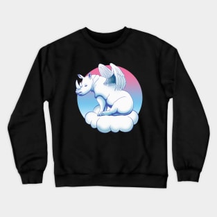 White Rhino Angel Graphic Design Crewneck Sweatshirt